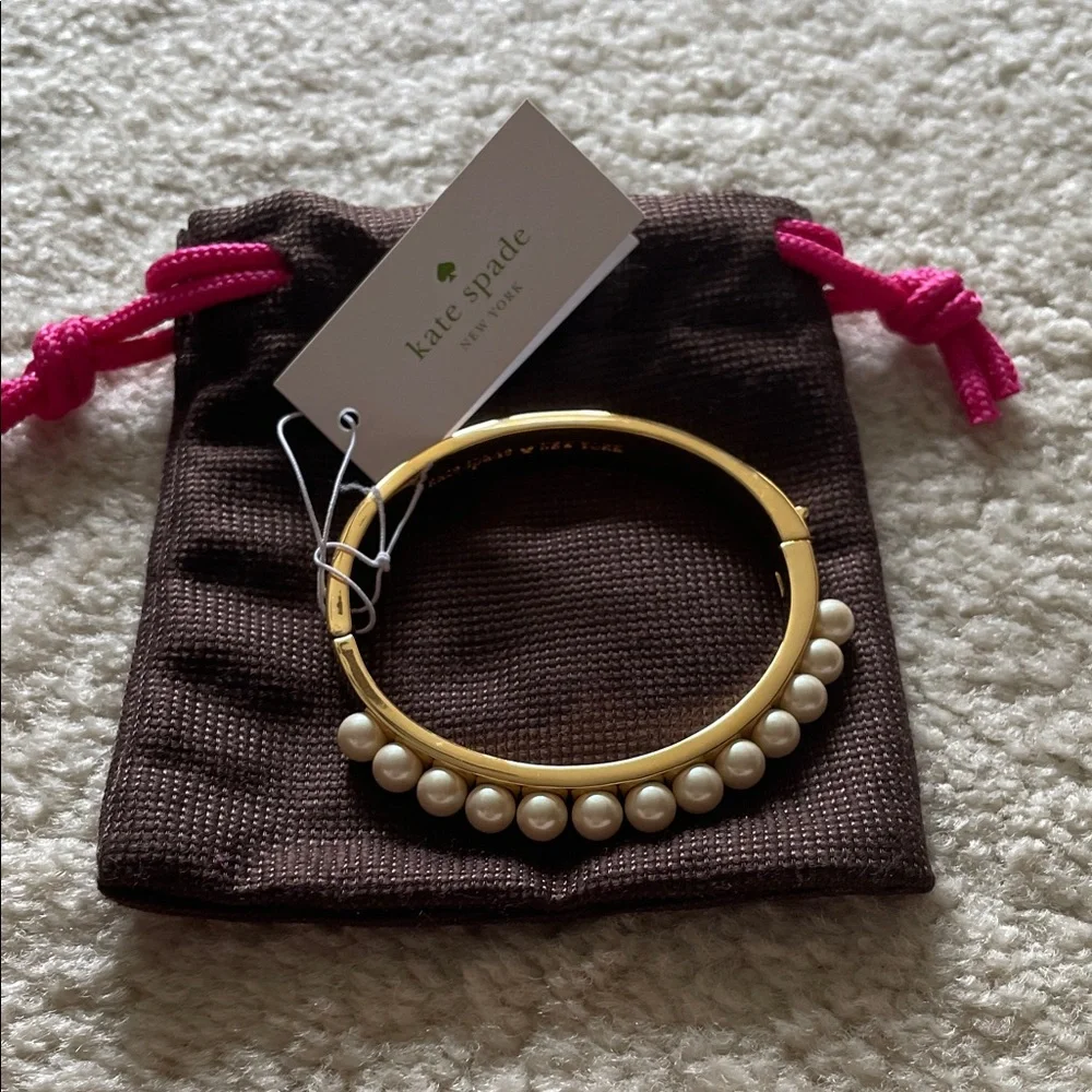 kate spade ♠️ NWT Gold & Pearl bracelet with dust bag - Picture 11 of 12